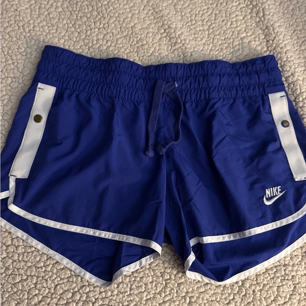 Nike Women's Royal Blue and White Athletic Shorts Sz Sm